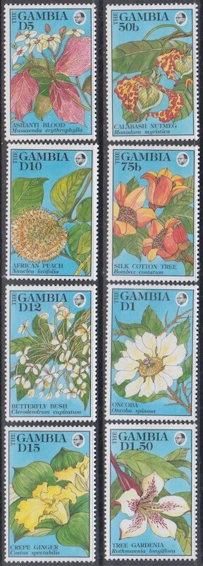 GAMBIA Sc# # 1237/48 MNH JUEGO DE 8 FLORES (INCPL como EMITIDO en PIEZAS) Foto 1 de 1