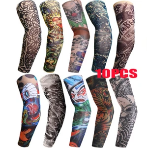 10PCS Tattoo Cooling Arm Sleeves Cover Basketball Golf Sport UV Sun Protection - Picture 1 of 12
