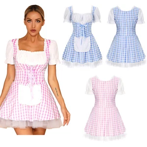 Womens Fancy Dress Apron Maid Costume Festivals Uniform Ruffle Cosplay A-Line - Picture 1 of 33