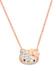 Sanrio Hello Kitty Solid Rose Gold 17k Necklace Pendant Bow Fashion Adj 39-42 Cm
