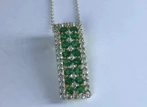 Colgante Luhlaza Esmeralda y Topacio Blanco Oro Amarillo sobre Plata de Ley con Cadena - Imagen 1 de 5