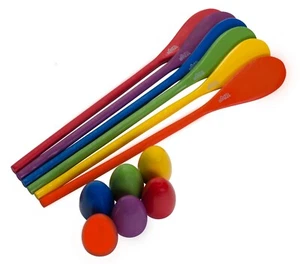 Egg and Spoon Race Game - 6 Eggs and 6 Spoons | Six Assorted Colors - Picture 1 of 2