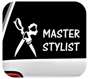 Master Hair Stylist Friseur Schädel Schere Fenster Aufkleber Aufkleber - Bild 1 von 4