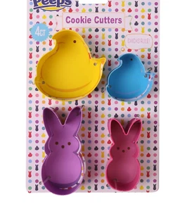 4 pc Peeps Bunny Chick Cookie Cutters Easter Baking Craft Clay Fake Bakes Decor - Picture 1 of 6