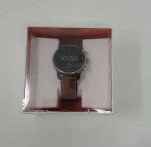 FOSSIL Q Explorist HR FTW4016 - Correa de Cuero Marrón Plateada Nueva Sellada - Imagen 1 de 3