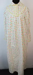 Baumwoll Flanell Kleid Gr. L (ohne Etikett), langes Oma Nachthemd Vintage Blätter - Bild 1 von 8