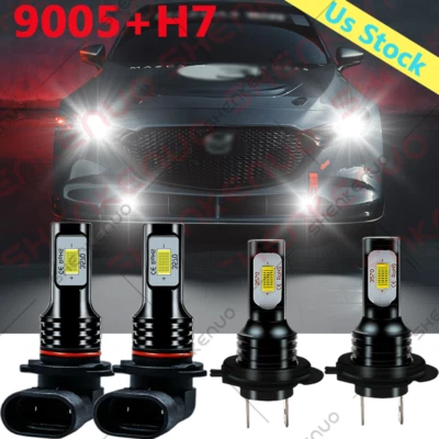 Combo bombillas faros LED 6000 k para Mazda 3 2004 2005 2006 2007 2008 2009 -4X Foto 1 de 4