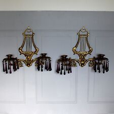 Pair of Antique Candle Sconces,  Girandoles Glass Crystals