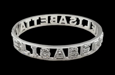 BRACCIALE DA DONNA RIGIDO CON NOME ELISABETTA IN ACCIAIO INOX ZIRCONI - Immagine 1 di 3