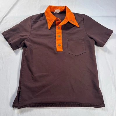 Vintage A&W Employee Shirt Size Medium 60s 70s Restaurant Uniform Polo Root Beer - Image 1 of 4