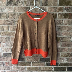 Suéter para mujer Vineyard Vines XL marrón naranja cachemir cárdigan tejido con botones - Imagen 1 de 3