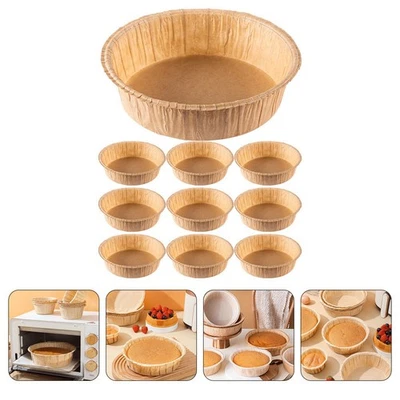  10 Pcs Nonstick Round Baking Pan Bakeable Paper Loaf Pans Cake Tray - Imagen 1 de 4