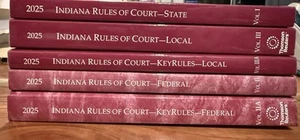 Indiana Rules of Court - State, Federal and Federal Key Rules 2025  Vols. I-IIIA - Picture 1 of 6
