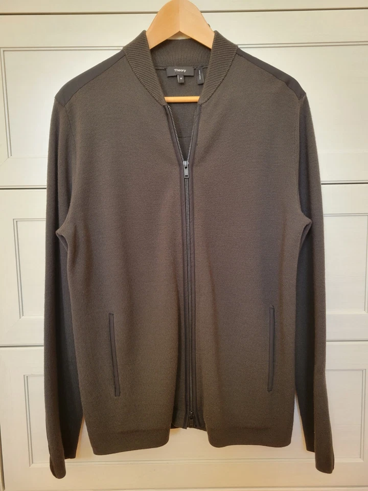 Chaqueta Theory Para Hombre M Gris Carbón Negra Thadd O Lana de Cash Cremallera Completa  Foto 1 de 4