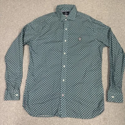 Camisa Psycho Bunny Para Hombre Mediana Azul Verde Estampado Geométrico Botón Algodón Pima Foto 1 de 4