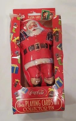 Coca-Cola Santa Playing Cards Collector's Christmas Tin 2 Decks by Bicycle- NEW - Image 1 of 4