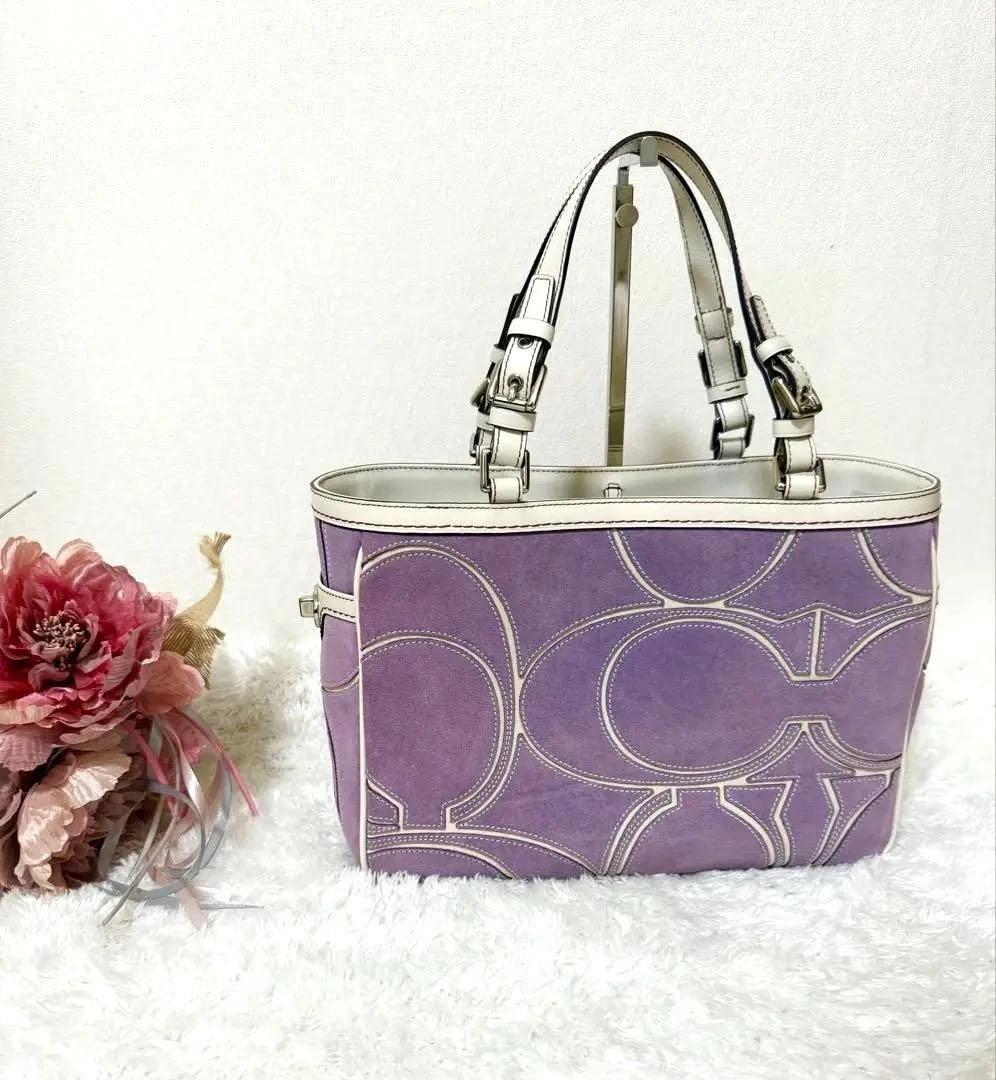 Coach Women's Suede Exterior Purple Bags & Handbags for Women for