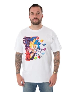 Sonic the Hedgehog White Super Sonic Diamonds Short Sleeved T-Shirt Mens - Picture 1 of 52