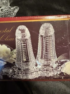 Kristallklare Bohemia Salz und Pfefferstreuer mit Tablett, Made in Czechoslovakia - Bild 1 von 3