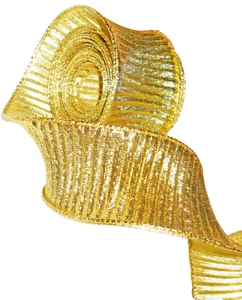 Ribbon Gold Pleats 2" x 4 Yard Wired Edge Wreath bows Gifts Christmas Crafts DIY - Picture 1 of 2