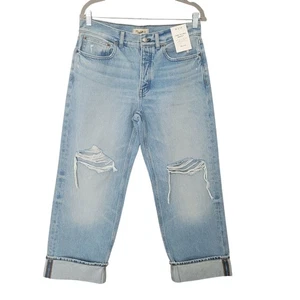 Jean holgado Madewell Petite bajo para mujer talla 27P Halstead lavado desgastado nuevo con etiquetas - Imagen 1 de 11