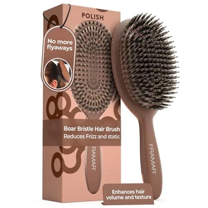 Cepillo de pelo de cerdas de jabalí suave para mujer - Cepillo de pelo de jabalí para mujer, cepillo de jabalí - Imagen 1 de 8