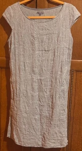 Lina Tomei Italian 100% Linen Light Blue Embroidered Dress size M - Picture 1 of 8