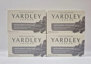 SET OF 4 Yardley Activated Charcoal Bar Soap Lardley London Bars 4.25 oz - Picture 1 of 2
