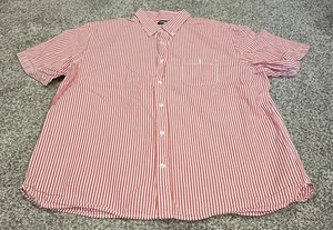 Men’s Size XL Extra Large Lands’ End Red Striped Button Down Polo Shirt - Picture 1 of 2