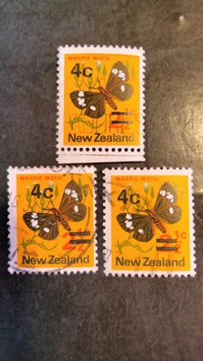 New Zealand 2 1/2¢/4¢ Overprint Sc. 480 Narrow & Thick Lines Used Lot VF - Image 1 of 2