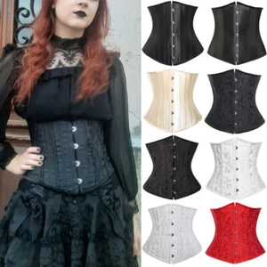 24 Steel Boned Cincher Lace-Up Underbust Waist Trainer Corsets Body Shaper S-6XL - Picture 1 of 29