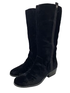 Libby Edelman Velvet Prima Riding Boot Size 8.5 Block Heel Black Boho Whimsigoth - Picture 1 of 9