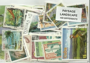 Lot 100 timbres thematique " Paysages " - Picture 1 of 1