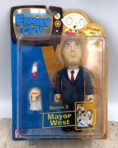 Family Guy MAYOR ADAM WEST Action Figure Series 3 Mezco 2005 NEW Sealed! - Picture 1 of 3