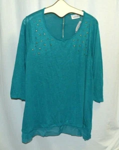 Top donna maniche lunghe impreziosito dal verde acqua nuovo con etichette taglia 18/20 prezzo al pubblico $40 - Foto 1 di 3