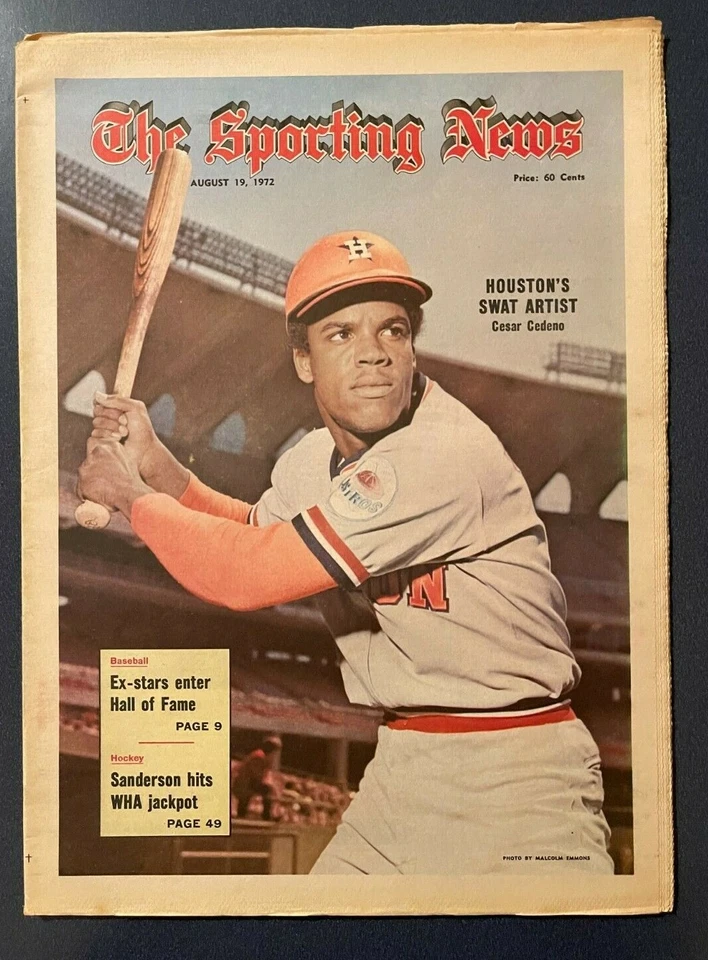 The Sporting News ''HOUSTON'S SWAT ARTIST Cesar Cedeno Houston Astros 8-19-1972 - Image 1 of 1