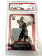 2015-16 Panini Prizm Myles Turner Ruby Wave Refractor Rookie /350 PSA 10 Pacers