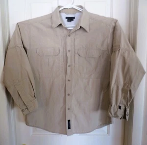 5.11 Tactical Shirt Mens LARGE Tan Khaki Canvas Long Sleeve Utility Mesh Vented - Picture 1 of 7