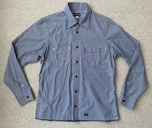 ARMANI L/SLEEVE COTTON SHIRT SIZE LARGE BLUE/WHITE STRIPE 22” PTP - Picture 1 of 13