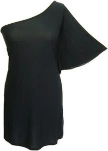 Neues schwarzes sexy One-Shoulder-Damenkleid/Longtop kleines schwarzes Kleid - Bild 1 von 3