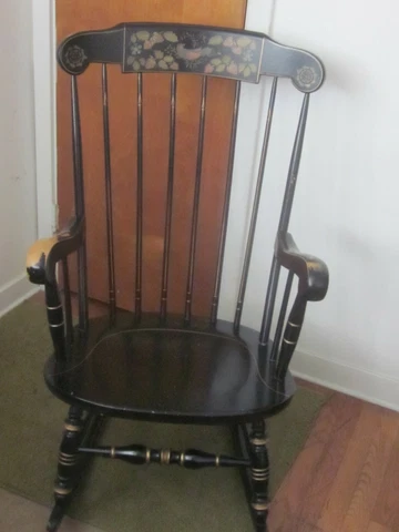 1970's Ethan Allen Rocking Chair-Black,Standard Wear, Original Owner Cover