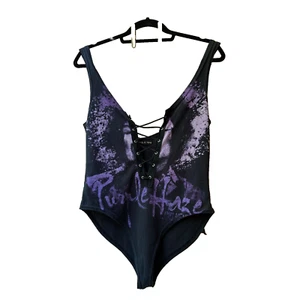 Trendy & Tipsy black jimi Hendrix purple haze sleeveless lace up bodysuit Small - Picture 1 of 20