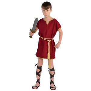 Children's Ancient Greek Roman Book Day TV Character Gladiator Burgundy Tunic