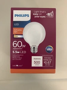Philips G25 LED Soft White Globe Lightbulb - Picture 1 of 6