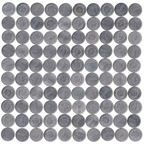 East German 1 Pfennig | 100 Coins | Hammer and Compass | KM8 | 1960 - 1990 Cover
