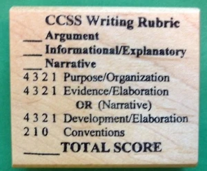 Rúbrica de escritura CCSS, sello de goma montado en madera para maestro de núcleo común - Imagen 1 de 3
