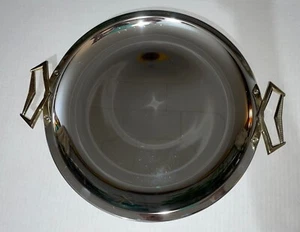 Kromex Round Serving Tray Dish Silver Metal Chrome Handled Retro Decorative MCM - Picture 1 of 8