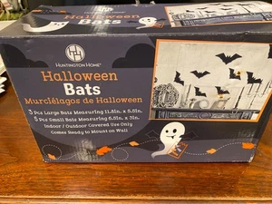 Brand New! Huntington Home 8 Pc Halloween Bats Wall Decor Indoor Outdoor 2 Sizes - Picture 1 of 3
