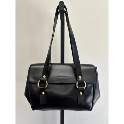 Bolso de hombro Nannini de cuero negro como está #62491 Foto 1 de 4