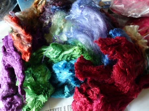 Mulberry Silk Mixed Colors Dyed 2 Ounce for Spinning Felting Carding - Picture 1 of 3